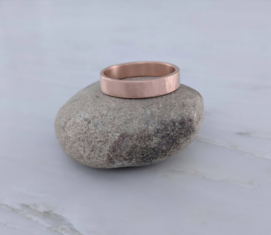 Men's 4mm Hammered Band in 14K Rose Gold