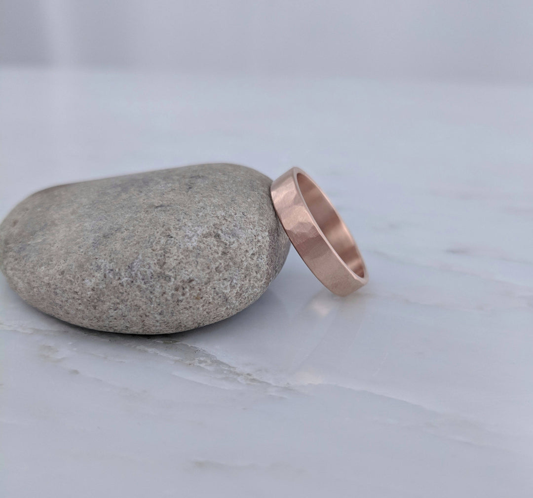 Men's 4mm Hammered Band in 14K Rose Gold