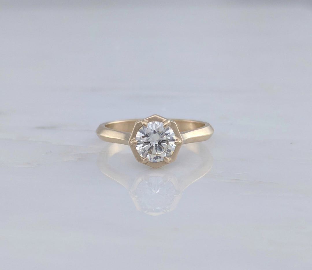 .77ct Diamond Ring with Knife Edge Band | 18K Yellow Gold