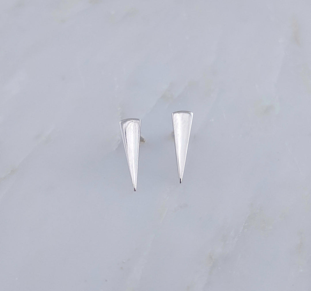 Triangle Stud Earrings in White Gold