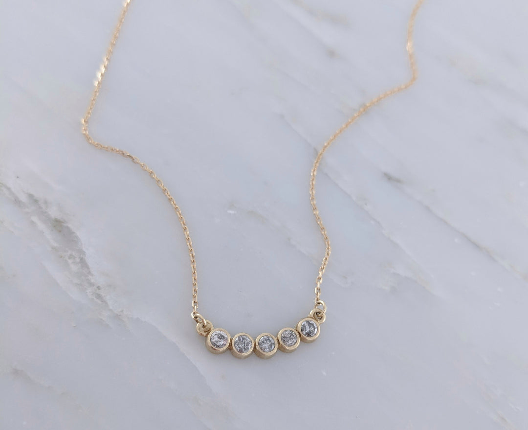 Salt & Pepper Diamond Arc Necklace in 14K Gold