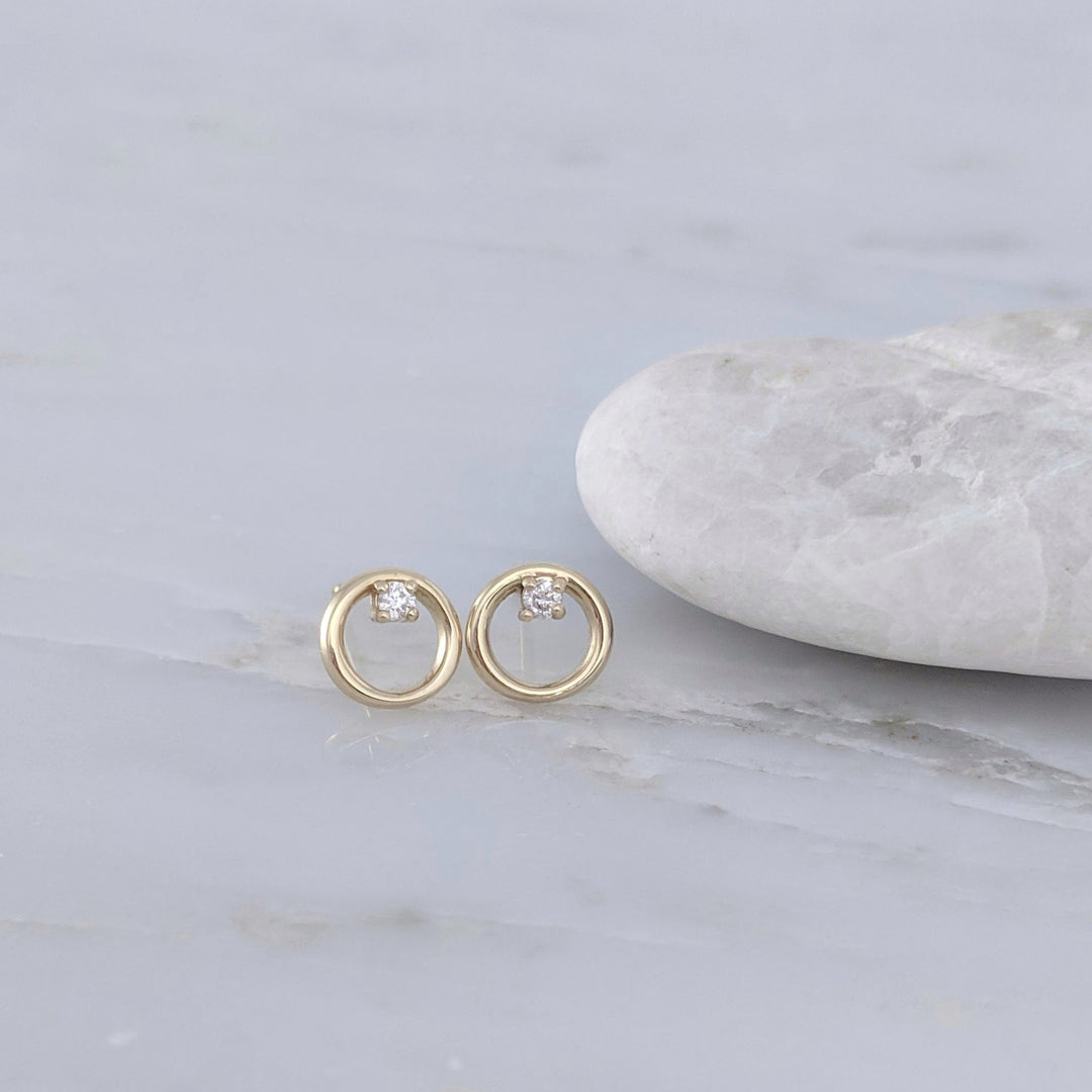 Circle Studs in Yellow Gold