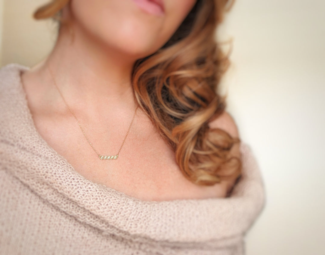 Tiny Diamond Hexagon Necklace in 14K Yellow Gold