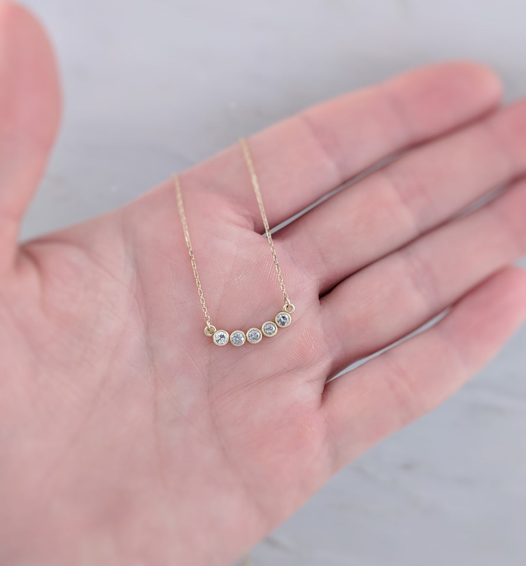 Salt & Pepper Diamond Arc Necklace in 14K Gold