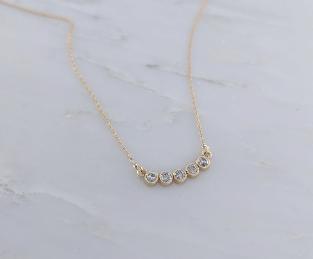 Salt & Pepper Diamond Arc Necklace in 14K Gold