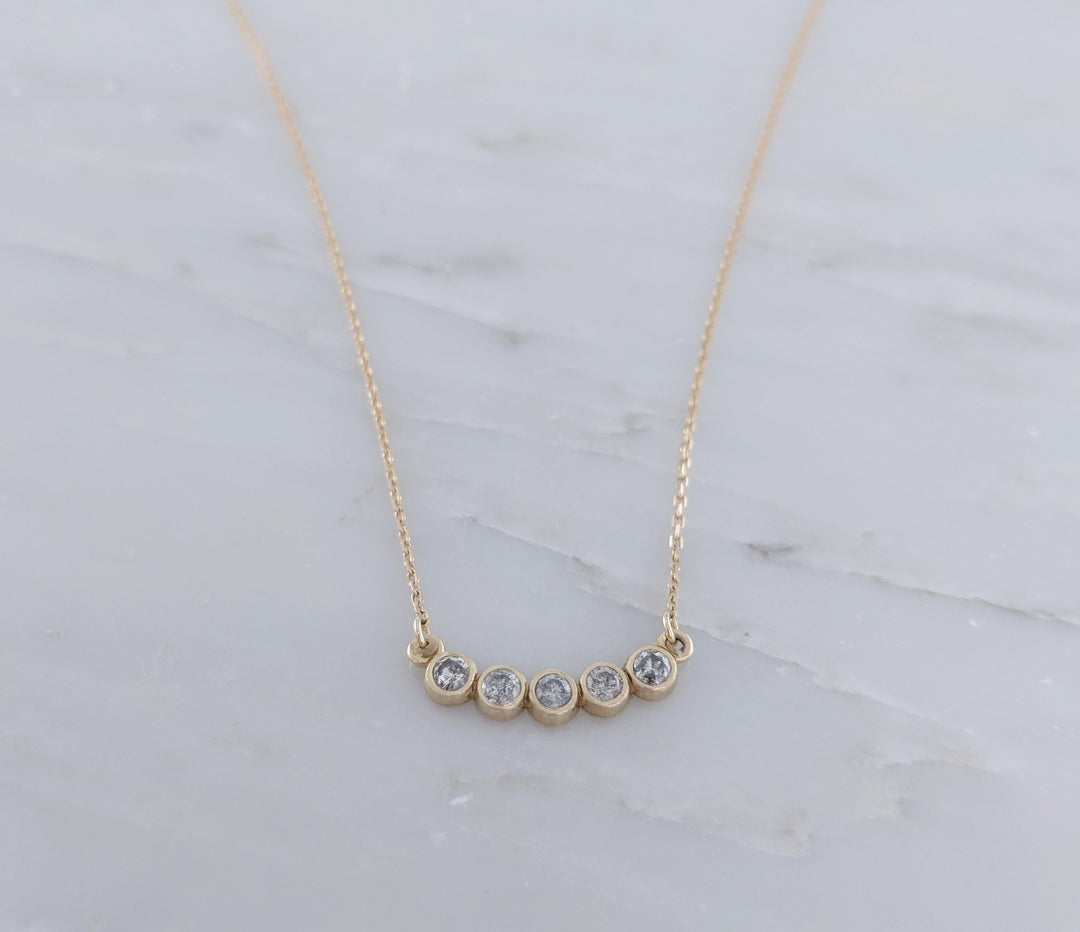 Salt & Pepper Diamond Arc Necklace in 14K Gold