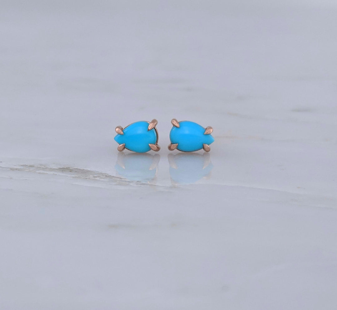 Turquoise Stud Earrings | Rose Gold