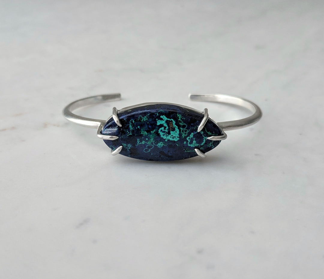 Azurite Malachite Cuff Bracelet | Sterling Silver Bracelet