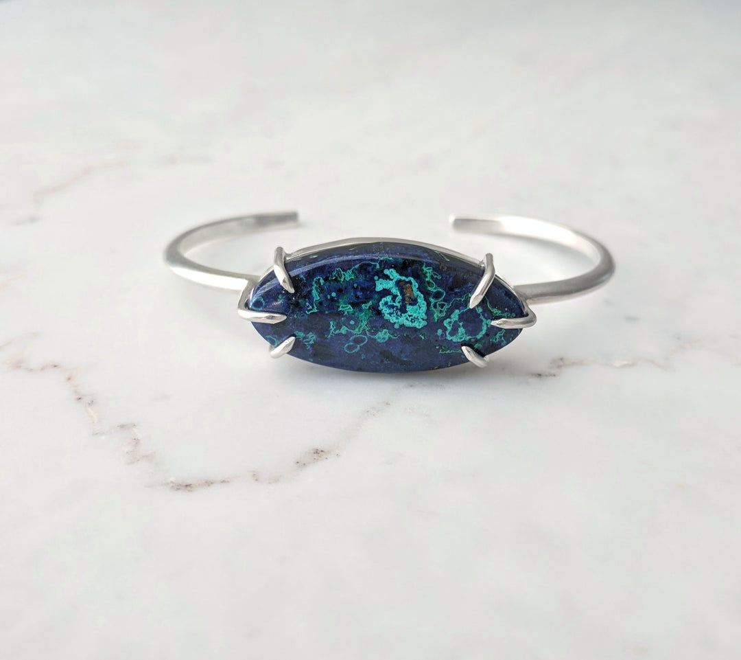 Azurite Malachite Cuff Bracelet | Sterling Silver Bracelet