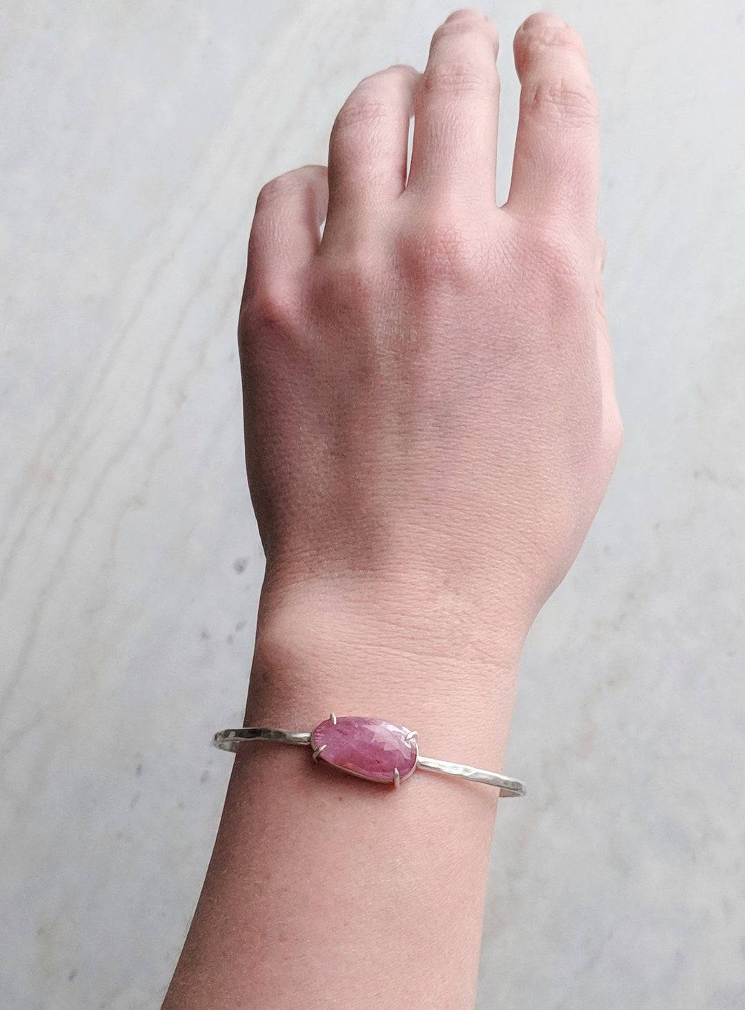 Rose Cut Sapphire Cuff Bracelet | Sterling Silver Bracelet