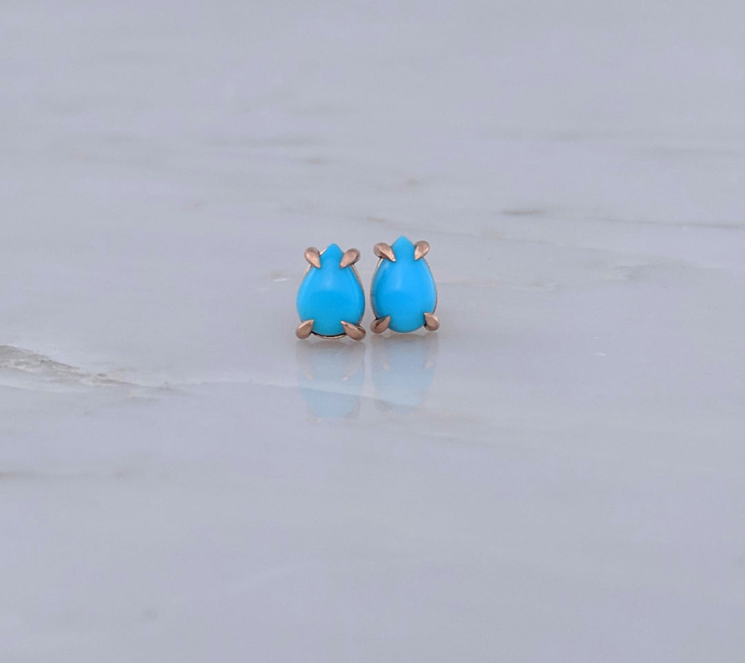 Turquoise Stud Earrings | Rose Gold