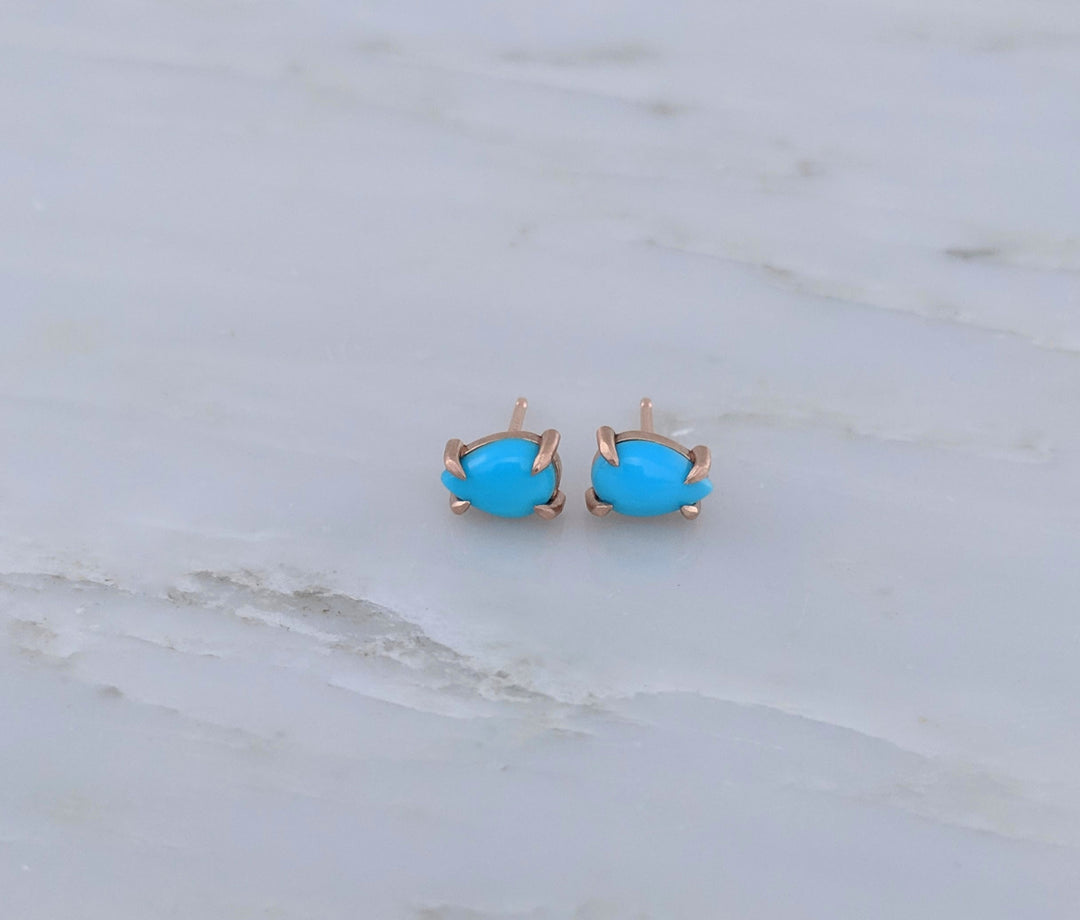 Turquoise Stud Earrings | Rose Gold