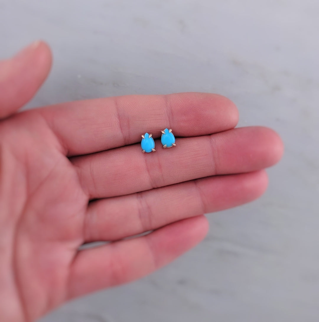 Turquoise Stud Earrings | Rose Gold