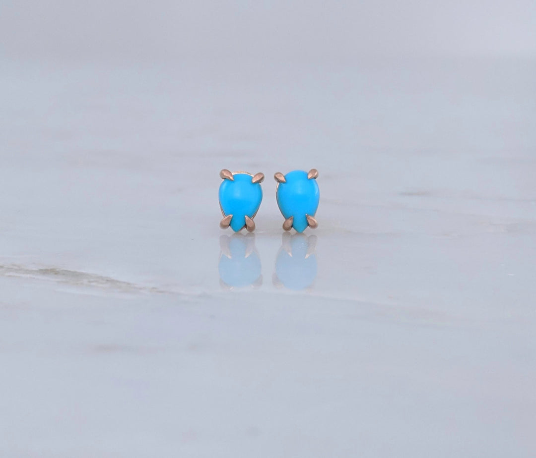 Turquoise Stud Earrings | Rose Gold