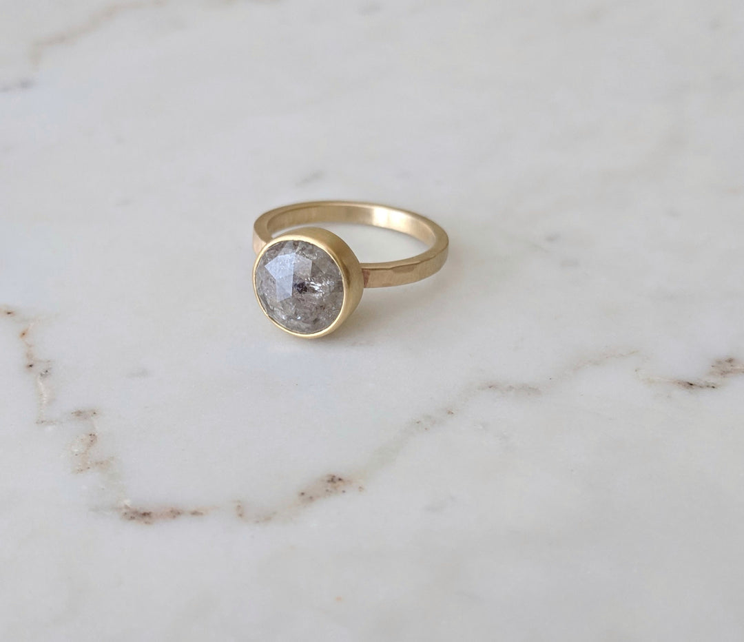 Big Gray Rose Cut Diamond in 14K Yellow Gold