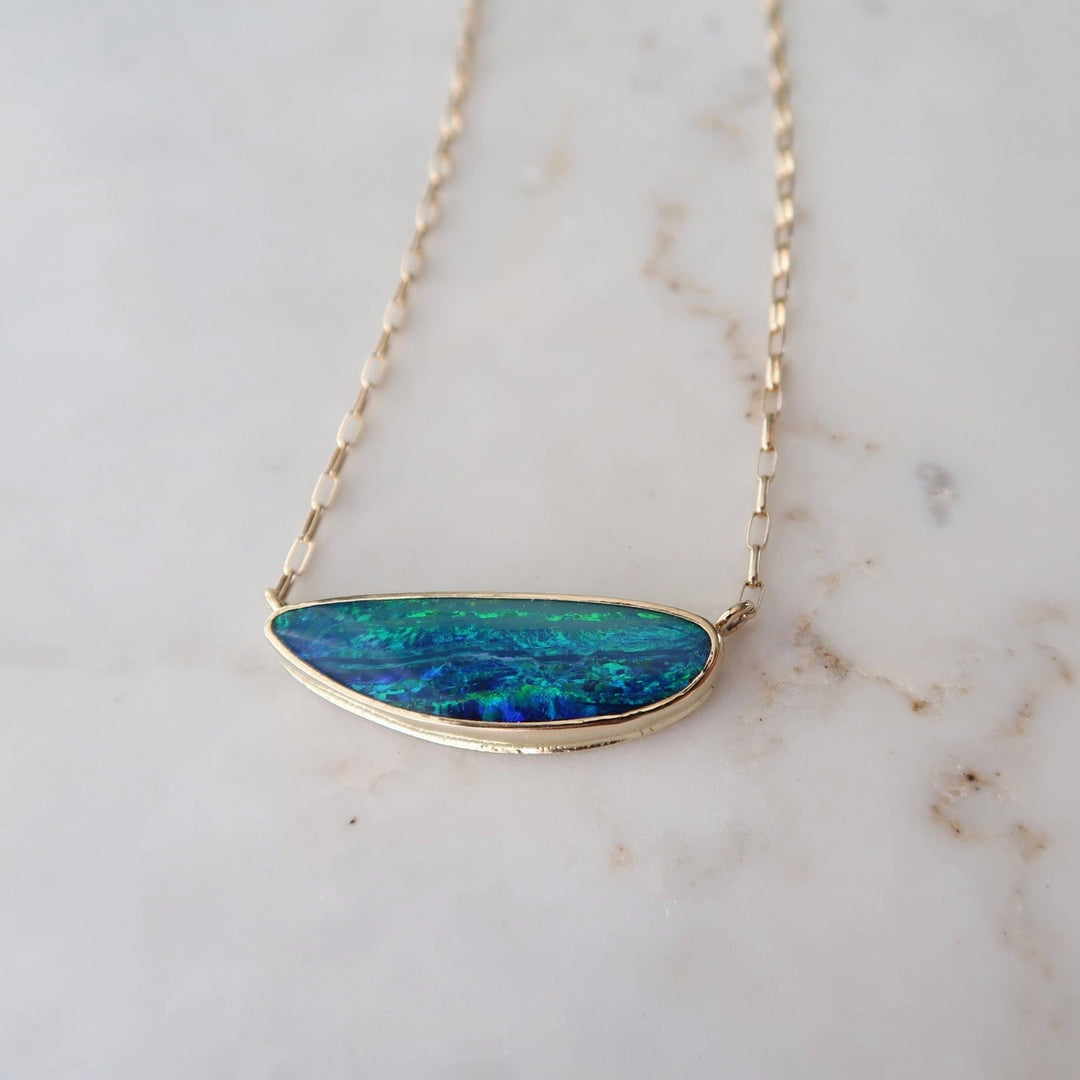 Freeform Opal Necklace in 14K Yellow Gold