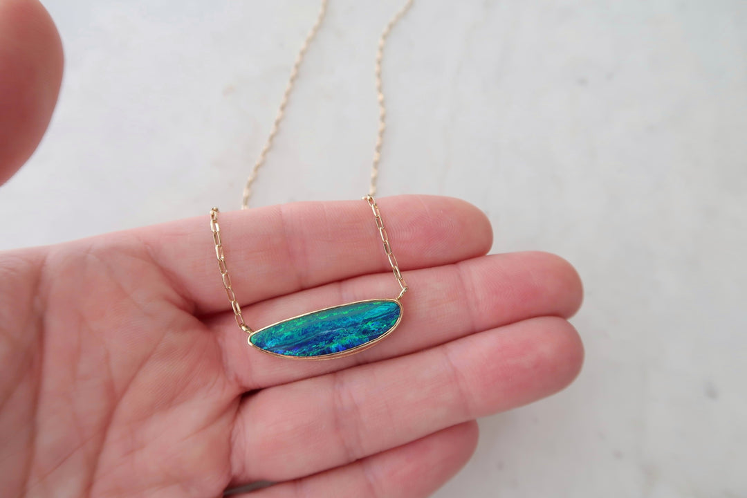 Freeform Opal Necklace in 14K Yellow Gold