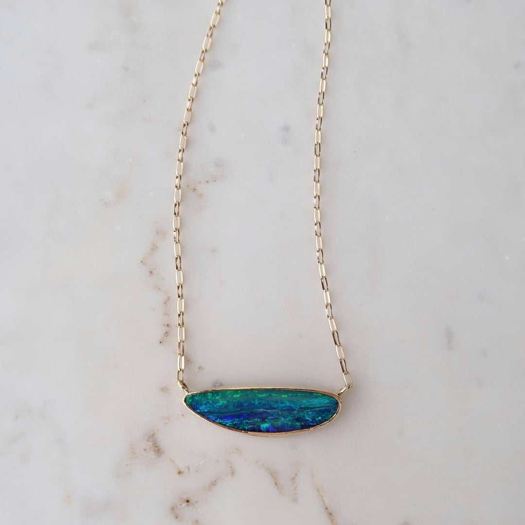 Freeform Opal Necklace in 14K Yellow Gold