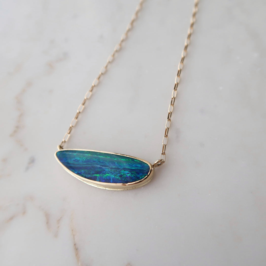 Freeform Opal Necklace in 14K Yellow Gold