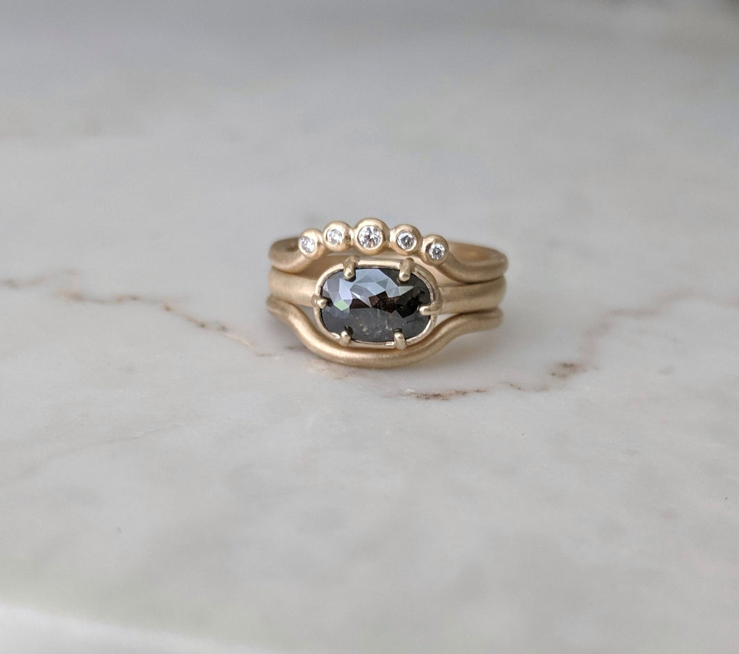 Oval Diamond Ring Set | Yellow Gold