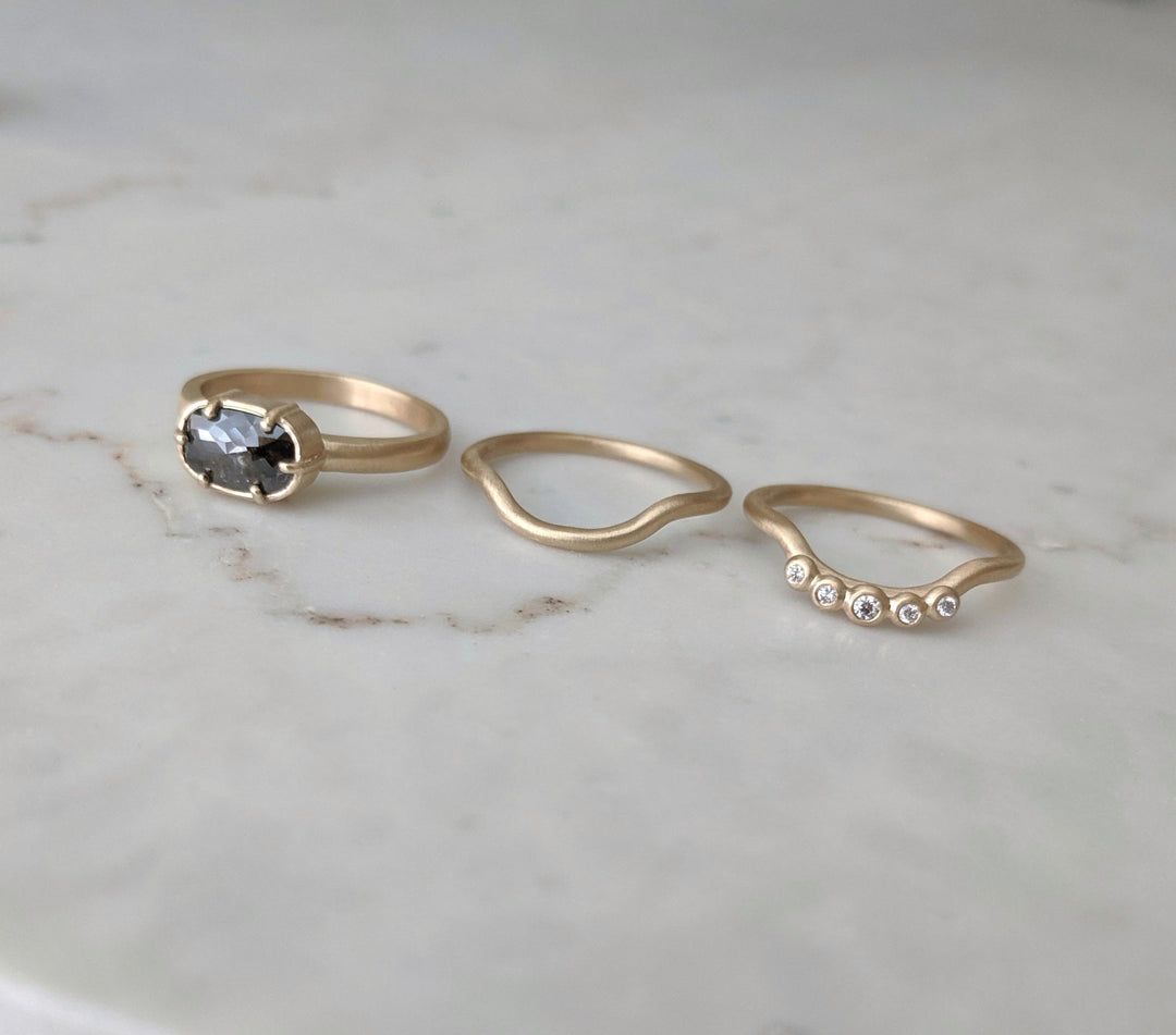 Oval Diamond Ring Set | Yellow Gold