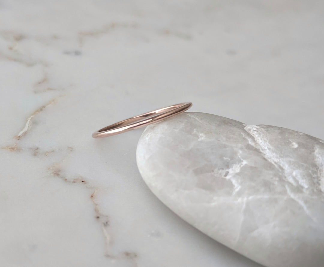 Thin 14K Half Round Band | Rose Gold