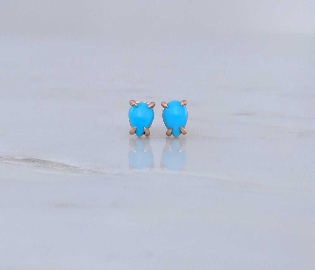 Turquoise Stud Earrings | 14K Rose Gold