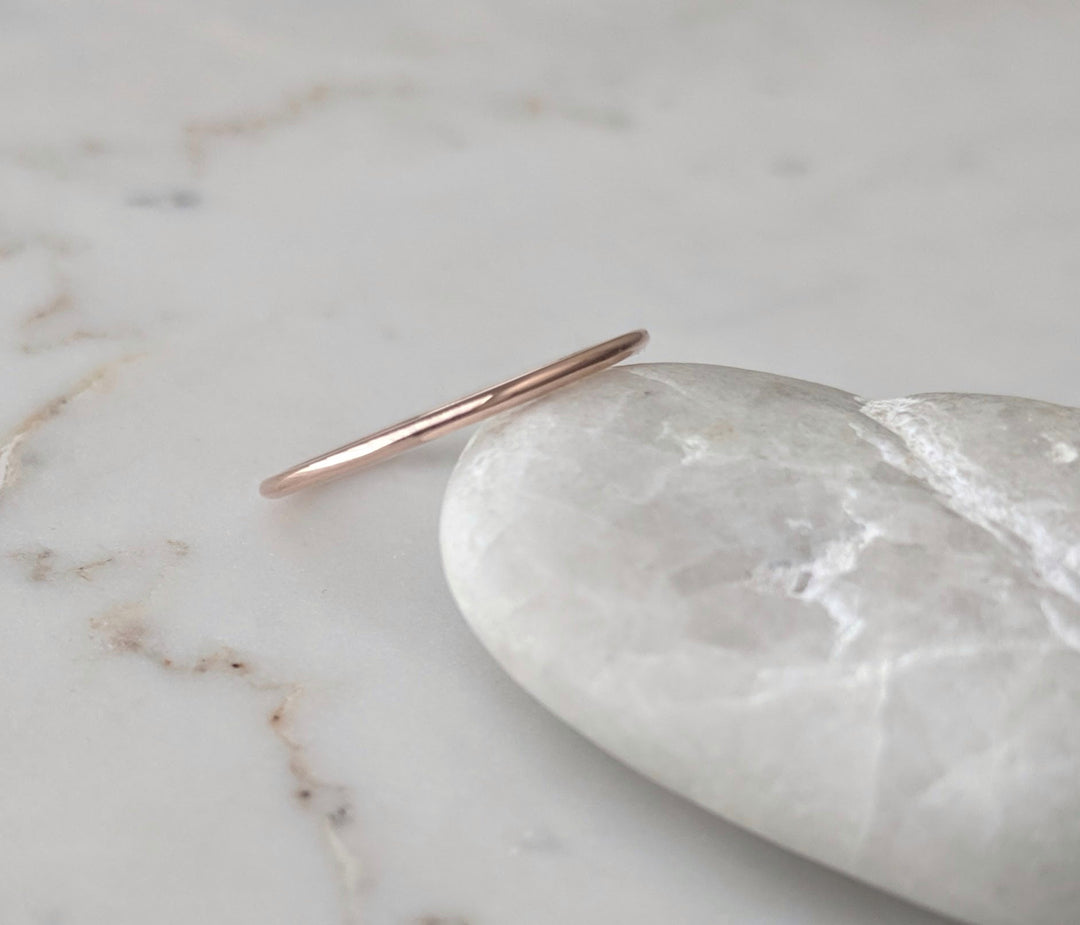 Thin 14K Half Round Band | Rose Gold