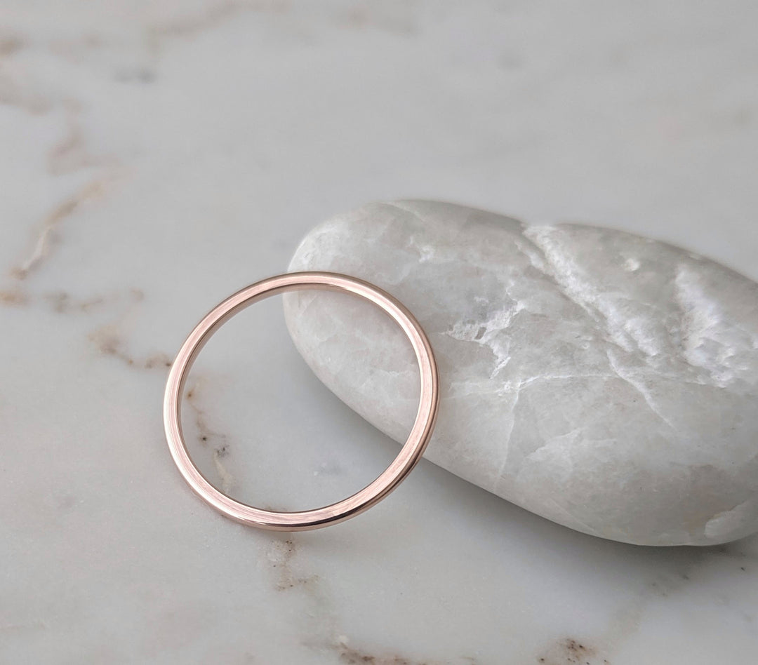 Thin 14K Half Round Band | Rose Gold