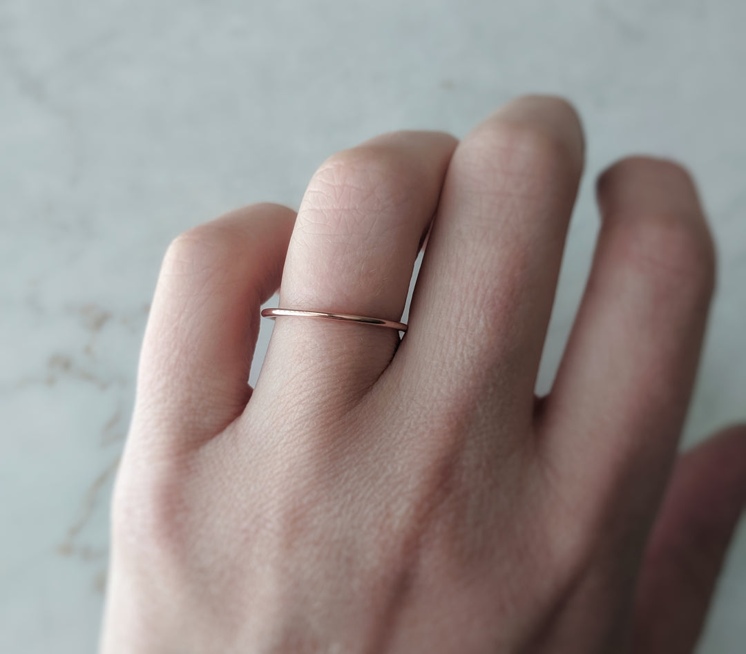 Thin 14K Half Round Band | Rose Gold