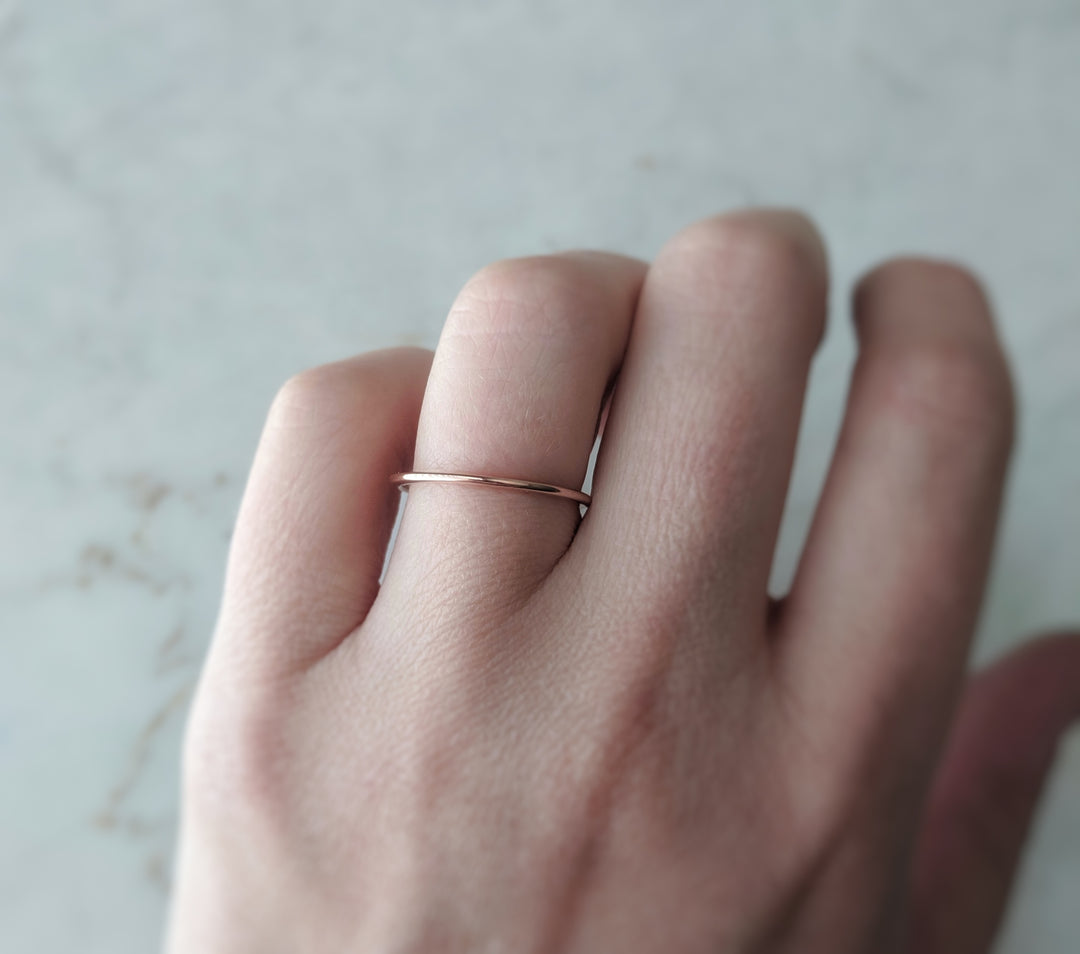 Thin 14K Half Round Band | Rose Gold