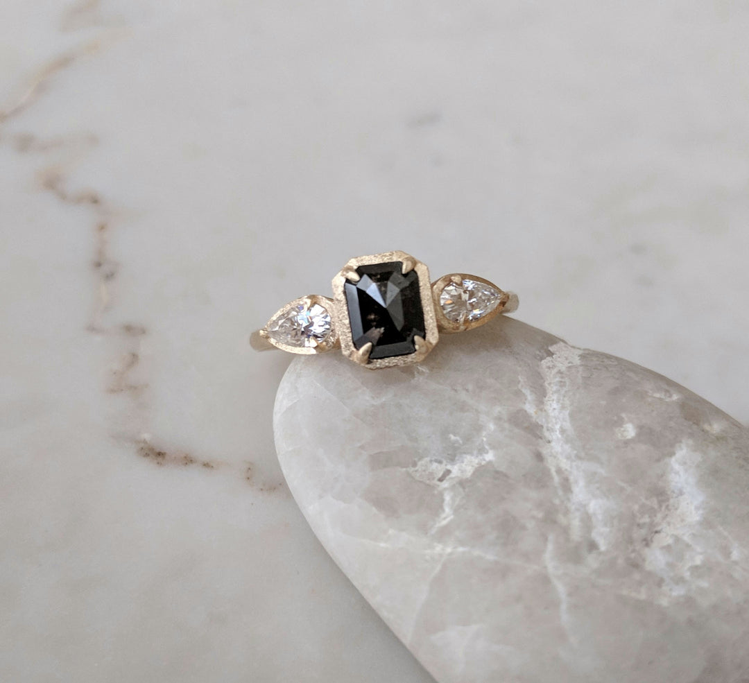 Black Diamond Three Stone Ring