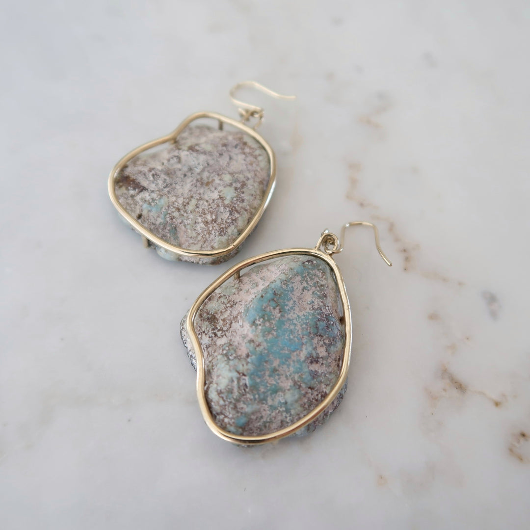 Turquoise Slab Earrings No. 1