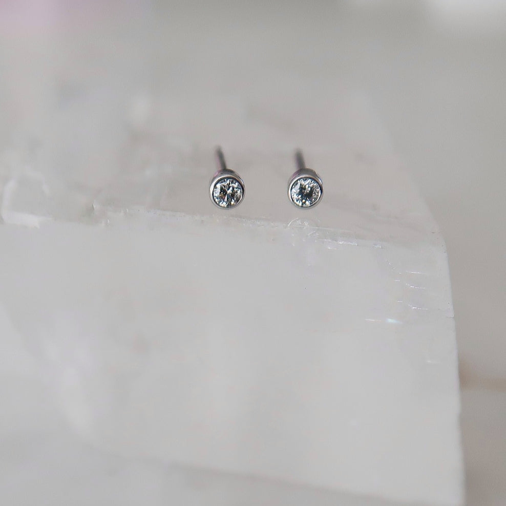 Baby Diamond Studs White Gold