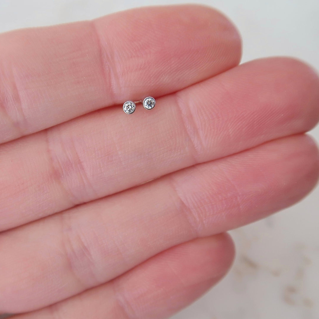 Baby Diamond Studs White Gold