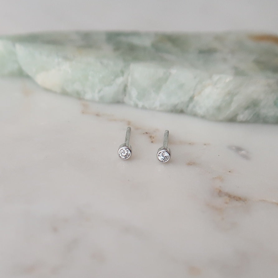 Baby Diamond Studs White Gold