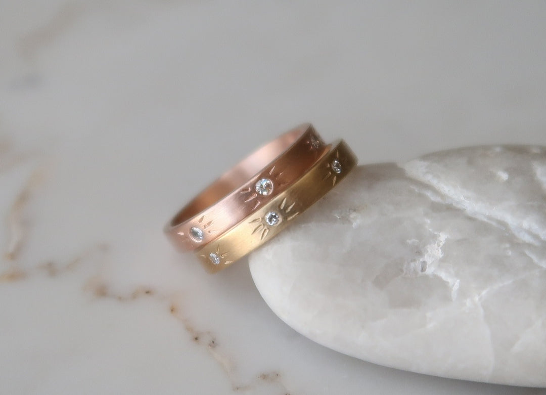 Starburst Diamond Band in 14K Yellow Gold